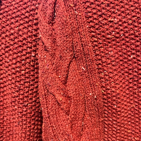 Lands’ End Women’s Orange Rust Colored Thick Open Front Sweater Cardigan, Large - Picture 8 of 8